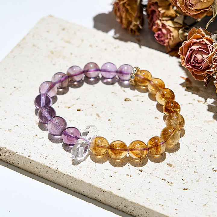 Olivenorma 9mm Natural Amethyst Citrine Beads Bracelet - image 2