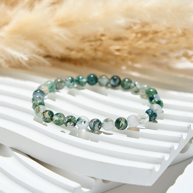 Olivenorma 6mm/8mm Natural Moss Agate Beads Bracelet - image 7