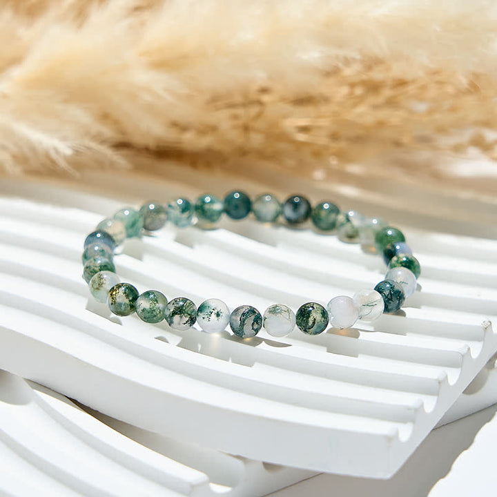 Olivenorma 6mm/8mm Natural Moss Agate Beads Bracelet - image 7