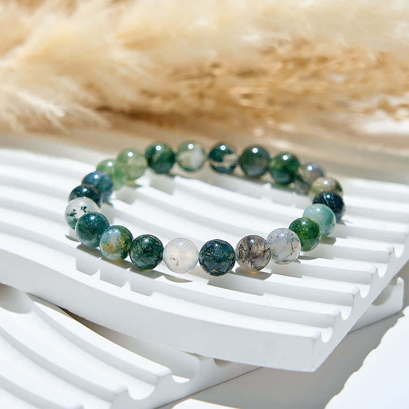 Olivenorma 6mm/8mm Natural Moss Agate Beads Bracelet - image 3