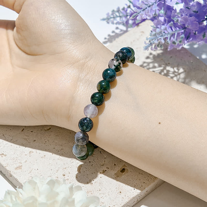 Olivenorma 6mm/8mm Natural Moss Agate Beads Bracelet - image 1