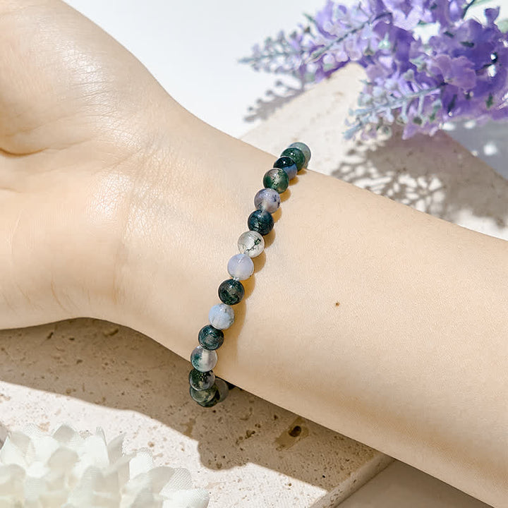 Olivenorma 6mm/8mm Natural Moss Agate Beads Bracelet - image 5