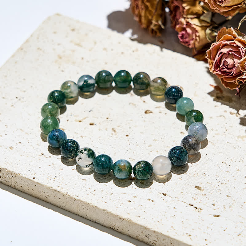 Olivenorma 6mm/8mm Natural Moss Agate Beads Bracelet - image 2
