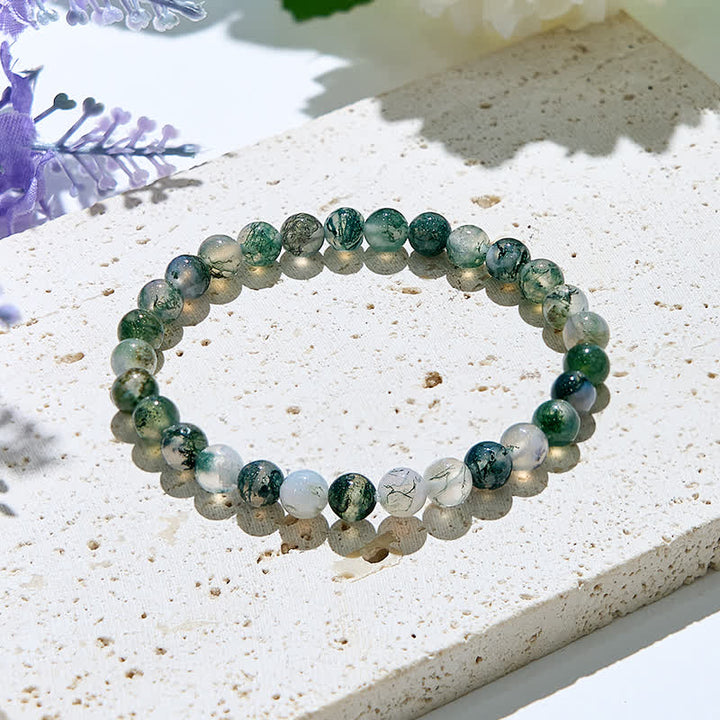 Olivenorma 6mm/8mm Natural Moss Agate Beads Bracelet - 6mm - image 4