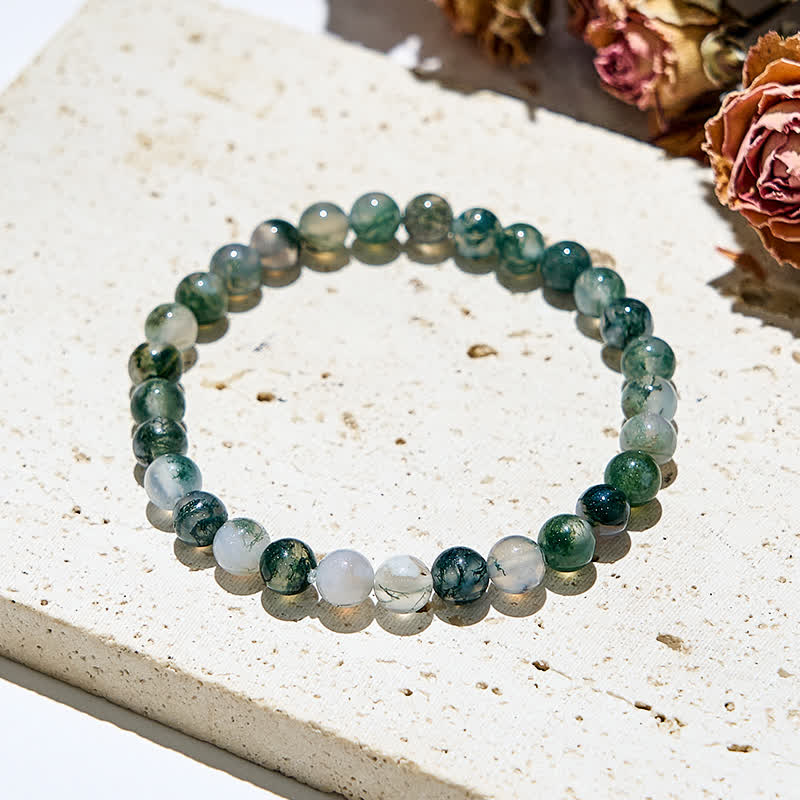 Olivenorma 6mm/8mm Natural Moss Agate Beads Bracelet - image 6