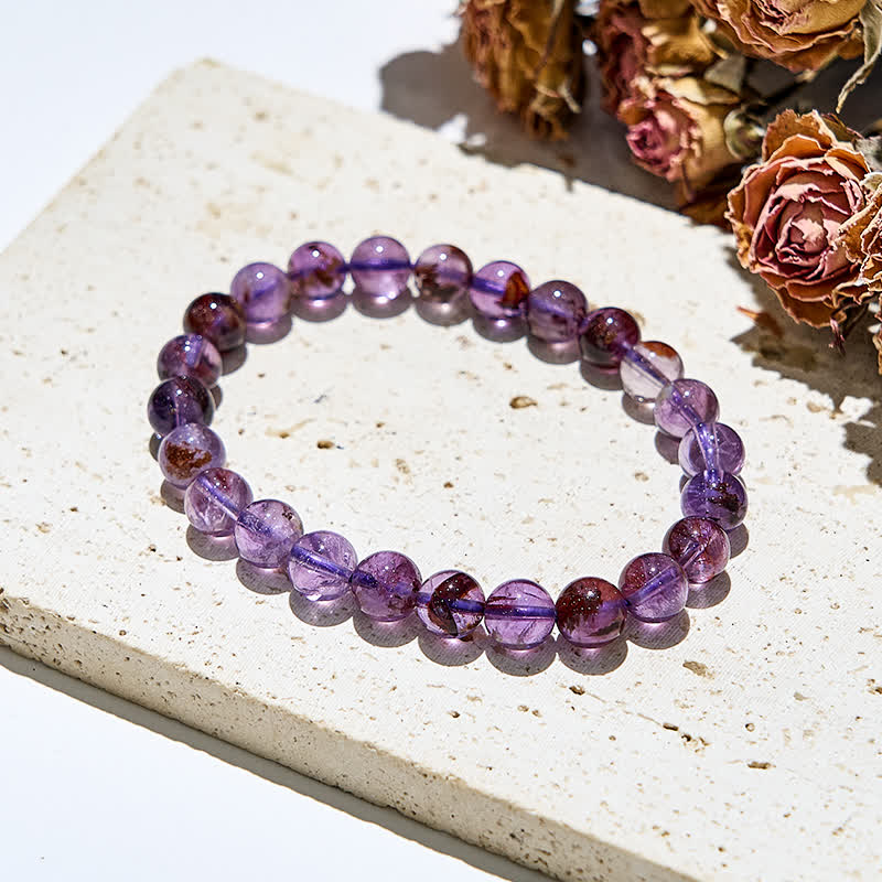 Olivenorma Natural Purple Phantom Quartz Beads Bracelet - image 2