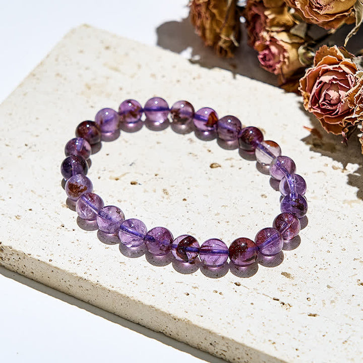 Olivenorma Natural Purple Phantom Quartz Beads Bracelet - image 2
