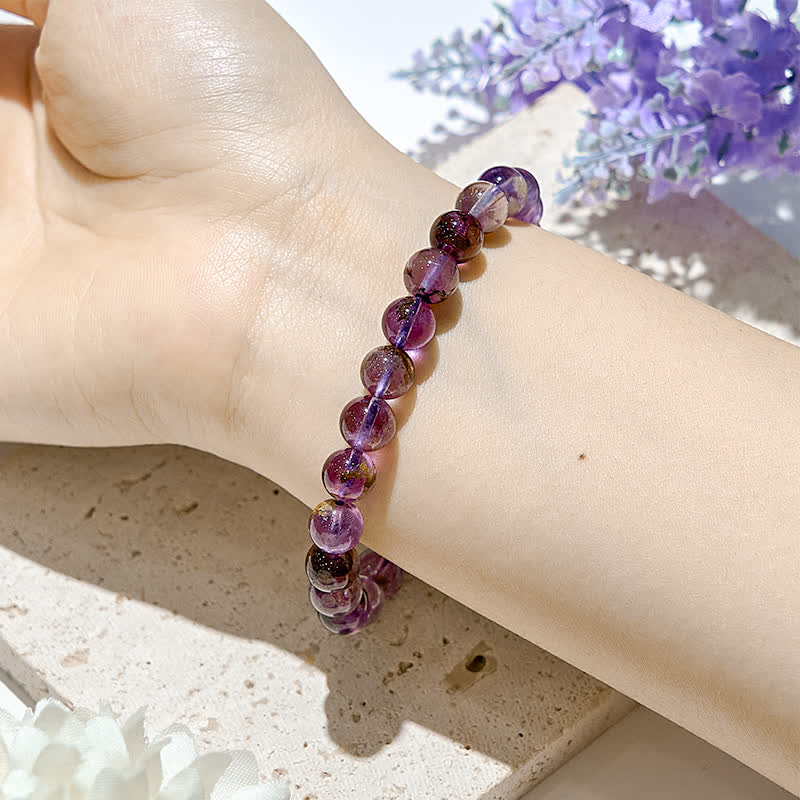 Olivenorma Natural Purple Phantom Quartz Beads Bracelet - image 1