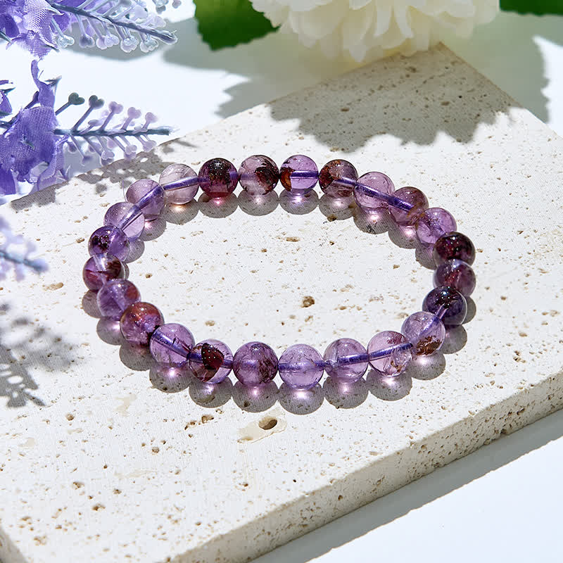 Olivenorma Natural Purple Phantom Quartz Beads Bracelet - 14mm - image 0