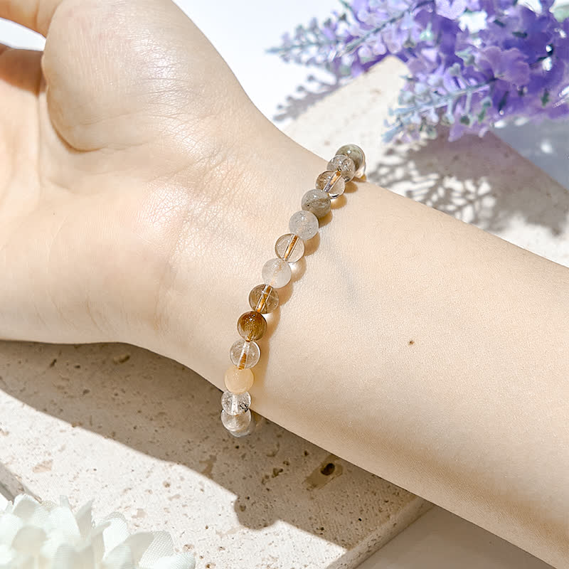 Olivenorma Natural Color Rutilated Quartz Beads Bracelet - image 1