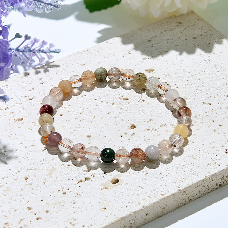 Olivenorma Natural Color Rutilated Quartz Beads Bracelet - Natural Stone - image 0