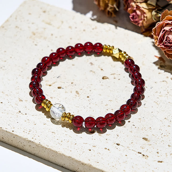 Olivenorma Natural Garnet Clear Crystal Beads Bracelet - image 2