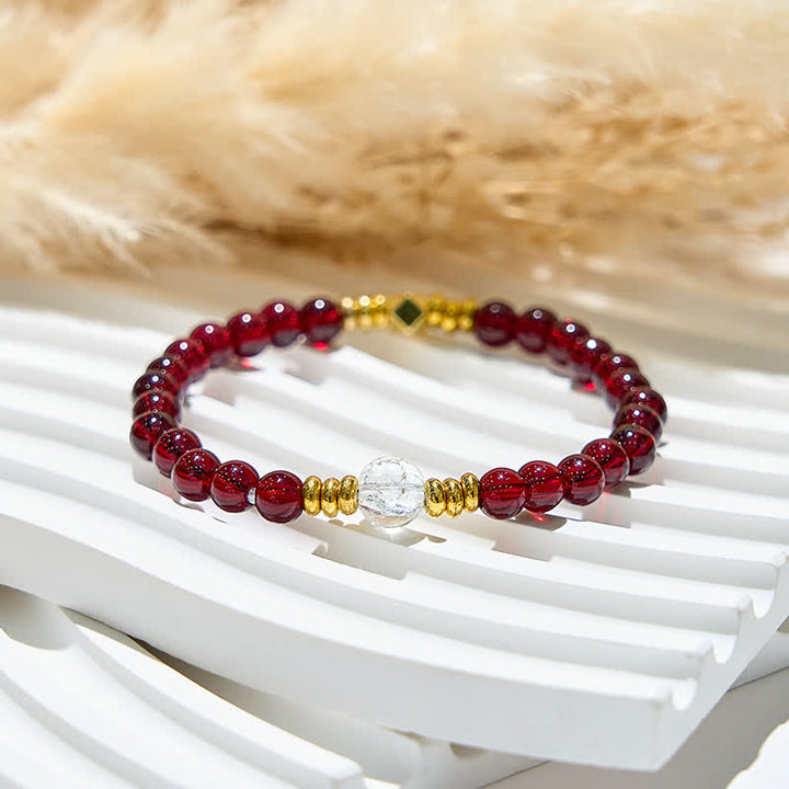 Olivenorma Natural Garnet Clear Crystal Beads Bracelet - image 3