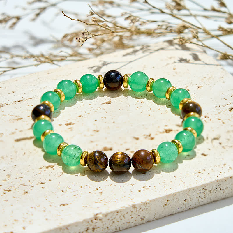 Olivenorma Natural Green Aventurine Tiger Eye Beads Bracelet - Green Aventurine & Tiger Eye - image 0