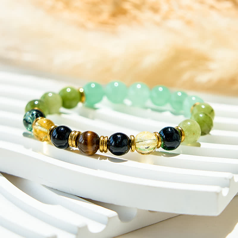 Olivenorma Natural Green Aventurine Prehnite Beads Bracelet - image 3