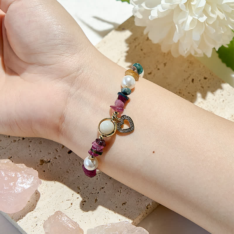 Olivenorma Natural Tourmaline Pearl Beads Bracelet - image 1