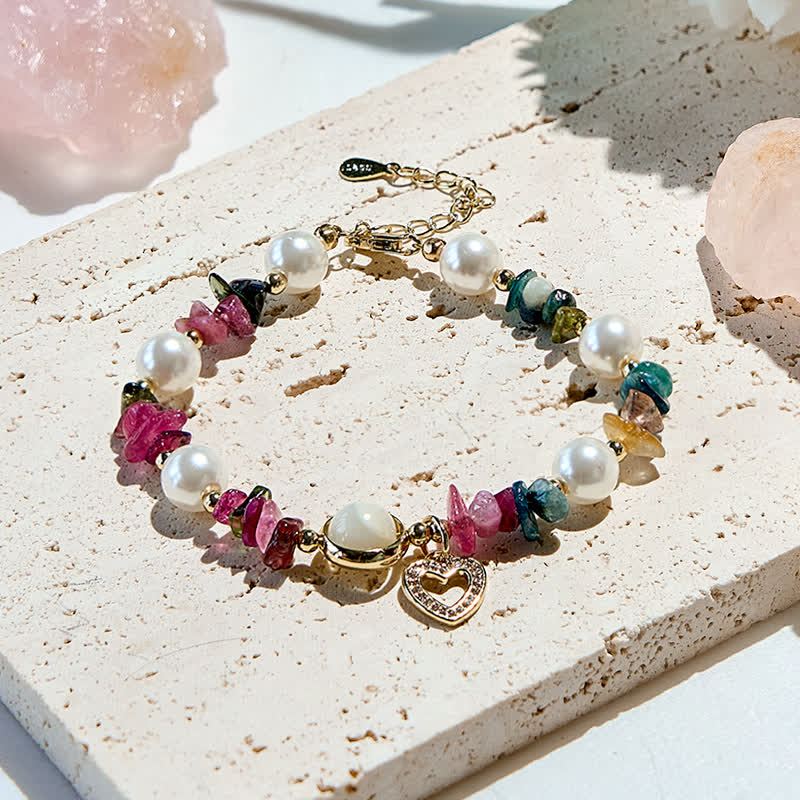 Olivenorma Natural Tourmaline Pearl Beads Bracelet - Tourmaline & Pearl - image 0