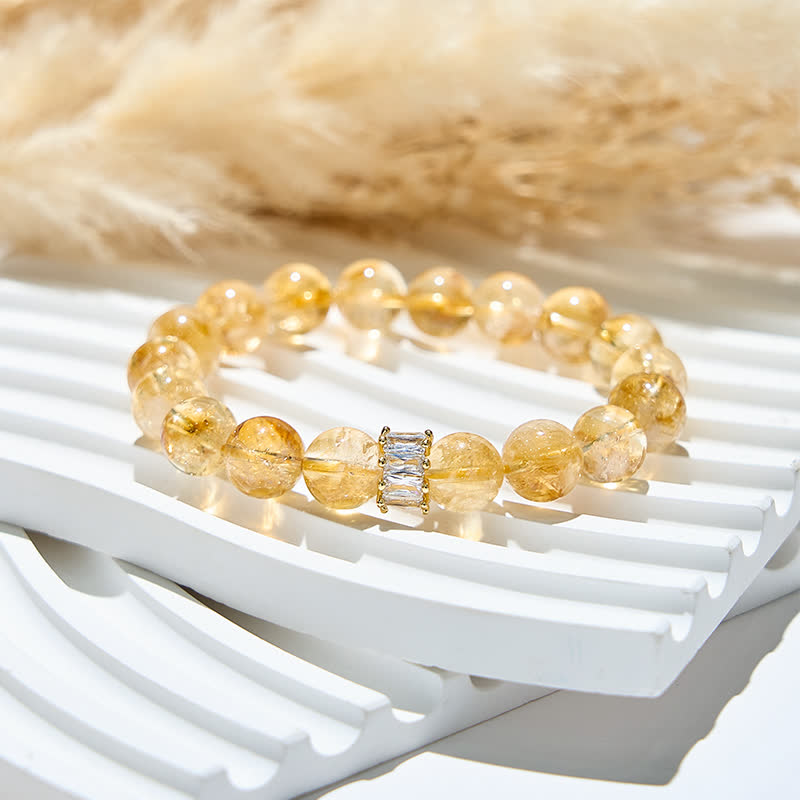 Olivenorma Natural Citrine White Zircon Beads Bracelet - image 3