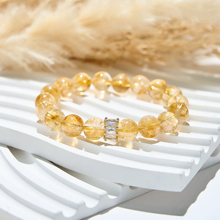 Olivenorma Natural Citrine White Zircon Beads Bracelet - image 3