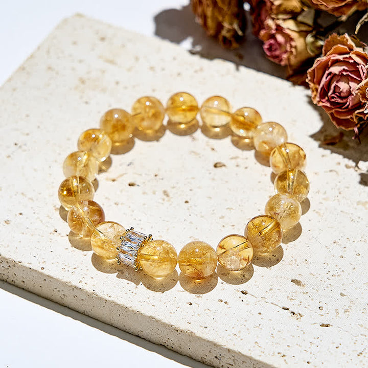 Olivenorma Natural Citrine White Zircon Beads Bracelet - image 2