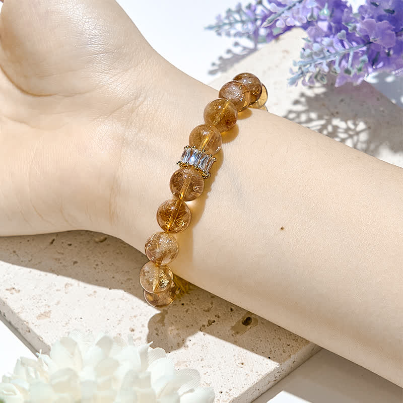 Olivenorma Natural Citrine White Zircon Beads Bracelet - image 1