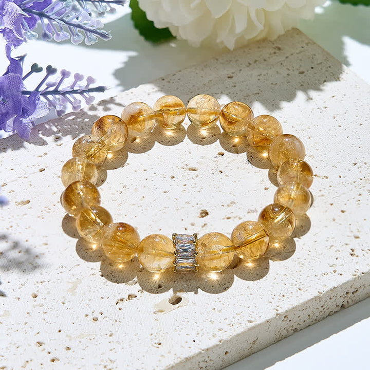 Olivenorma Natural Citrine White Zircon Beads Bracelet - Citrine & White Zircon - image 0