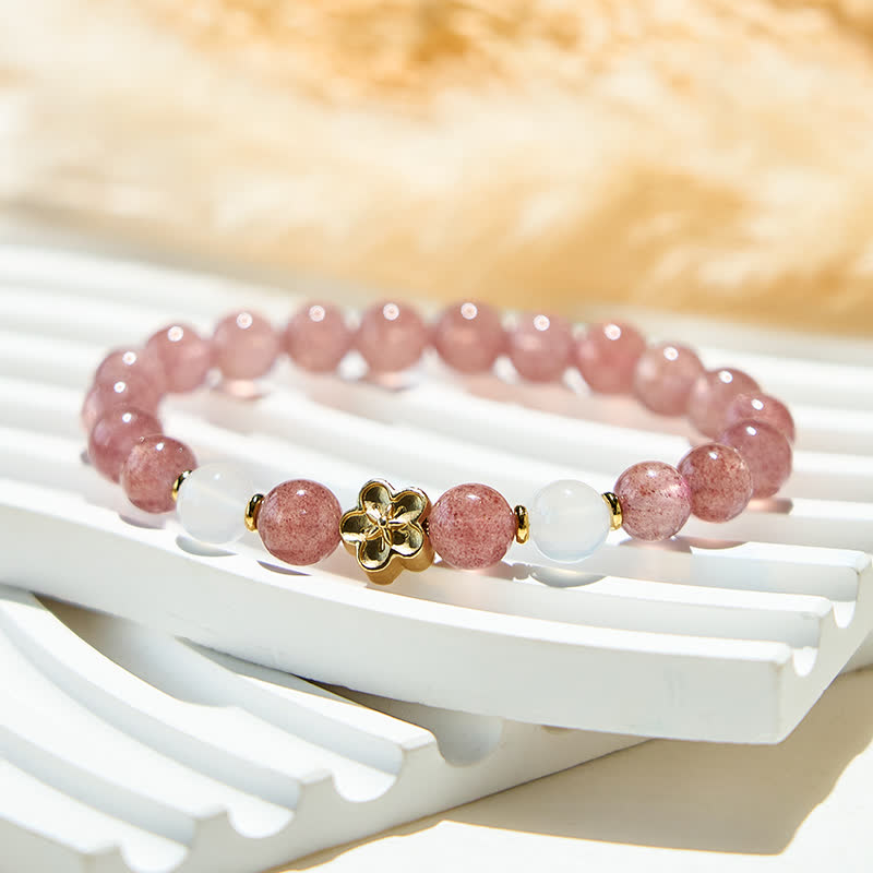 Olivenorma Natural Stone Peach Blossom Beads Bracelet - image 3