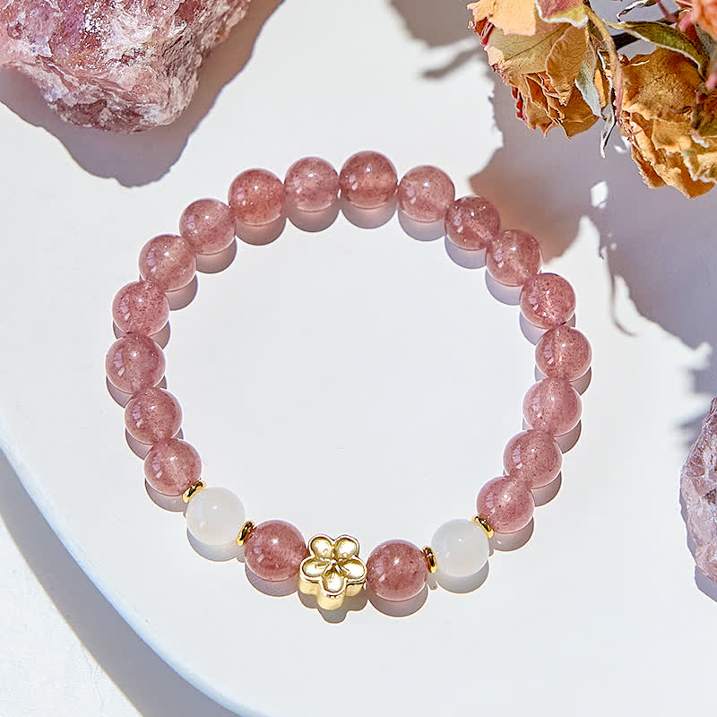 Olivenorma Natural Stone Peach Blossom Beads Bracelet - image 2