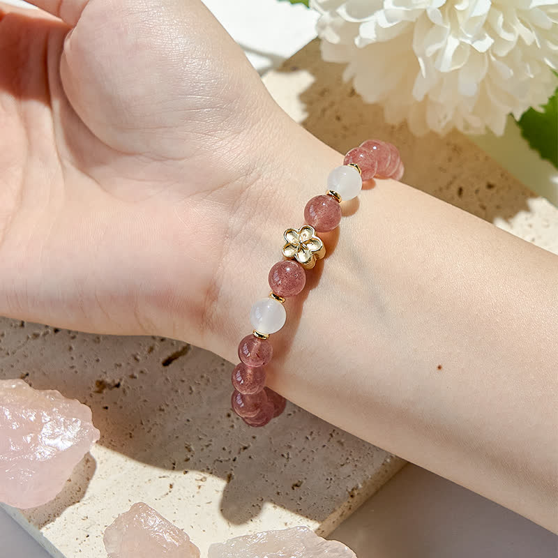 Olivenorma Natural Stone Peach Blossom Beads Bracelet - image 1