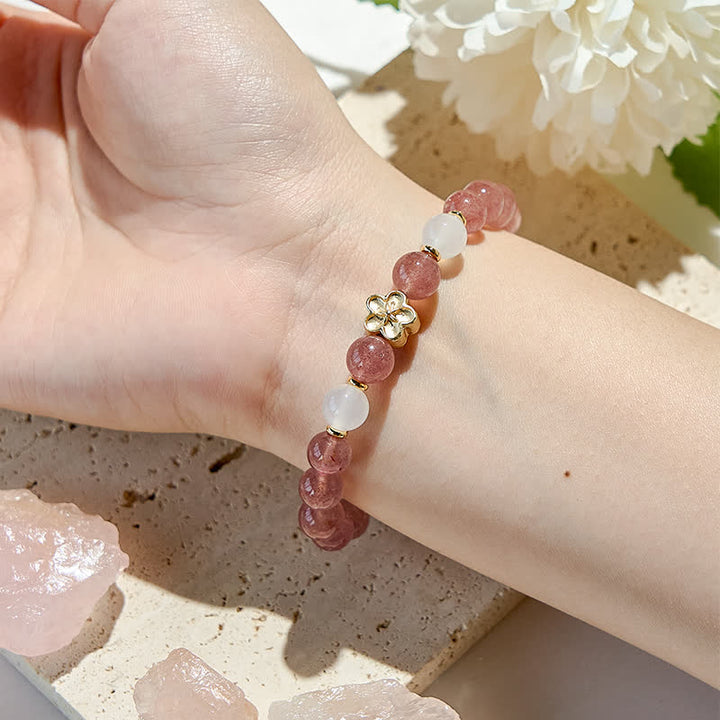 Olivenorma Natural Stone Peach Blossom Beads Bracelet - image 1