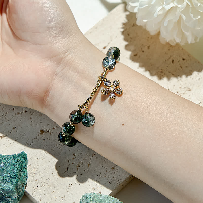 Olivenorma Green Phantom Quartz Beads Cherry Blossom Pendant Bracelet - image 1