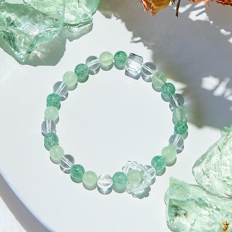 Olivenorma Peridot Green Strawberry Quartz Beads Bracelet - image 2