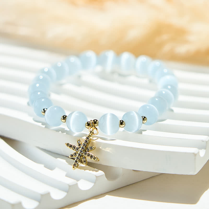 Olivenorma White Cat's Eye Stone Beads Bracelet - image 3