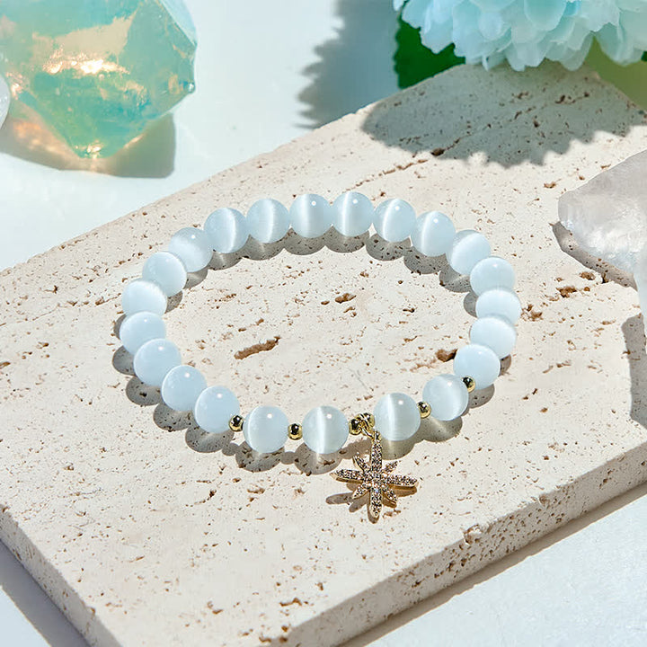 Olivenorma White Cat's Eye Stone Beads Bracelet - White Cat's Eye Stone - image 0