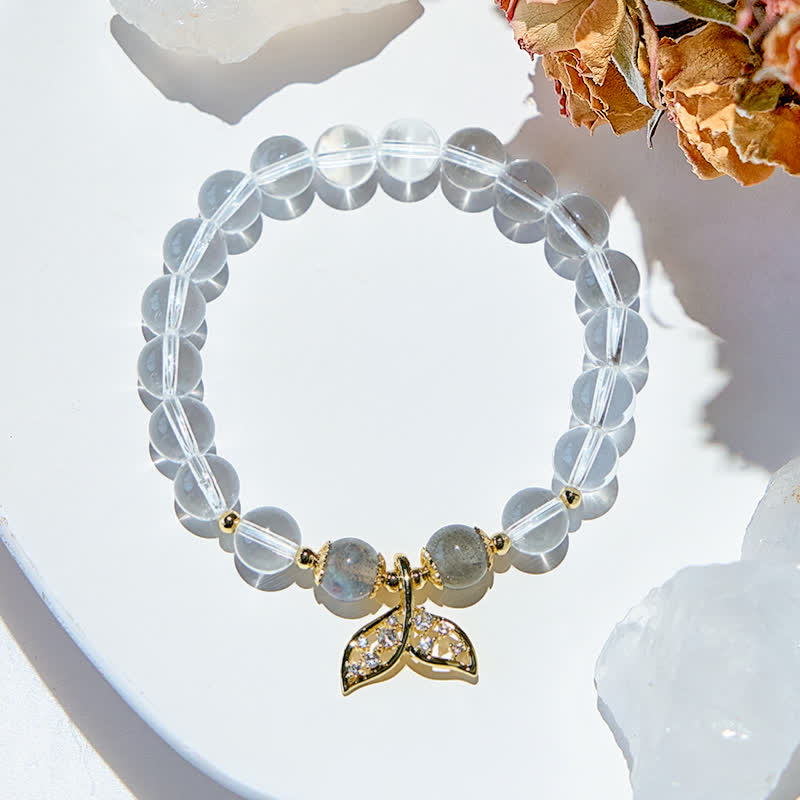 Olivenorma Gray Moonstone Clear Crystal Beads Bracelet - image 2