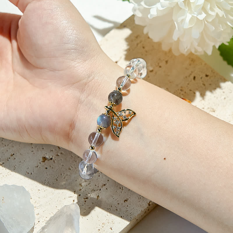 Olivenorma Gray Moonstone Clear Crystal Beads Bracelet - image 1