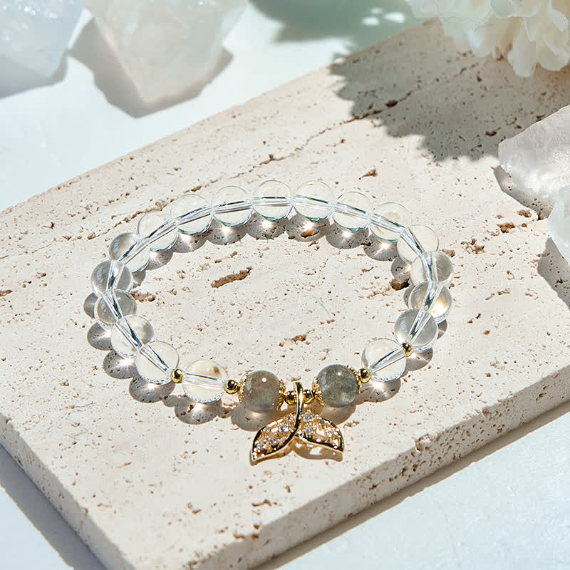 Olivenorma Gray Moonstone Clear Crystal Beads Bracelet - Mermaid Tail - image 0