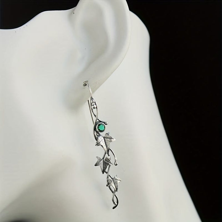 Olivenorma Genuine Gemstone Inlaid Vine Shaped Earrings - image 4