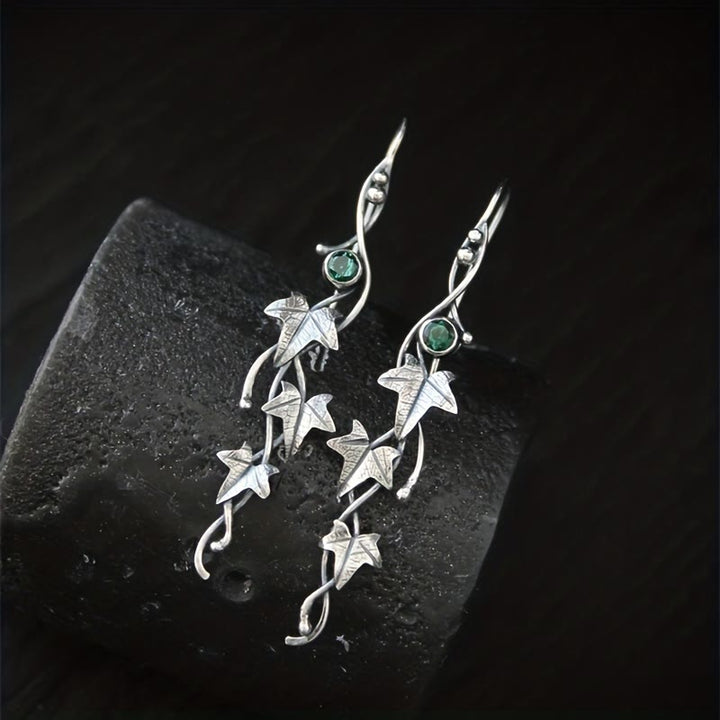 Olivenorma Genuine Gemstone Inlaid Vine Shaped Earrings - image 5