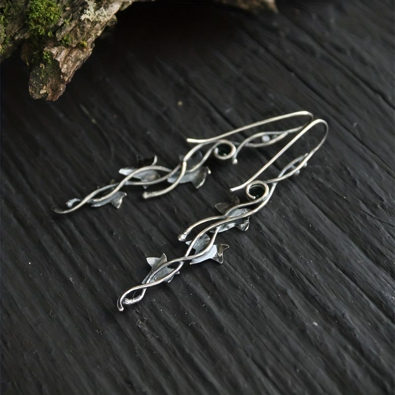 Olivenorma Genuine Gemstone Inlaid Vine Shaped Earrings - image 6