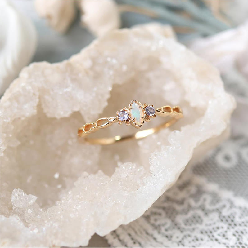 Olivenorma Opal Necklace Ring Earrings Set Gemstone Jewelry Set - image 3