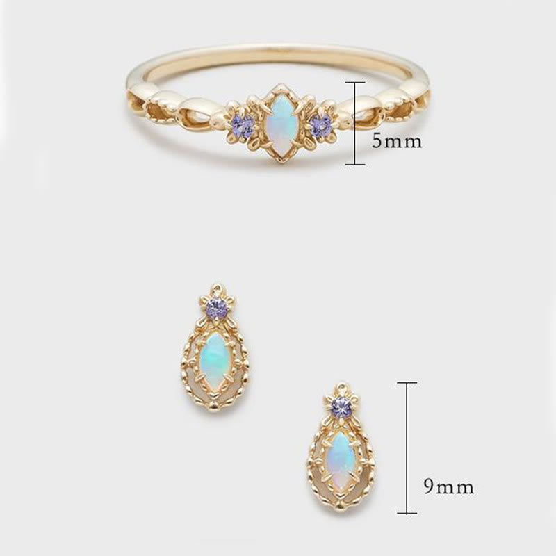 Olivenorma Opal Necklace Ring Earrings Set Gemstone Jewelry Set - image 13