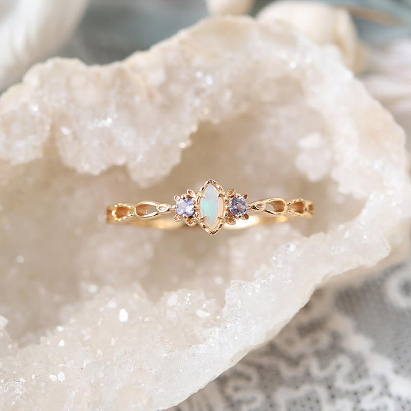 Olivenorma Opal Necklace Ring Earrings Set Gemstone Jewelry Set - Ring - image 1