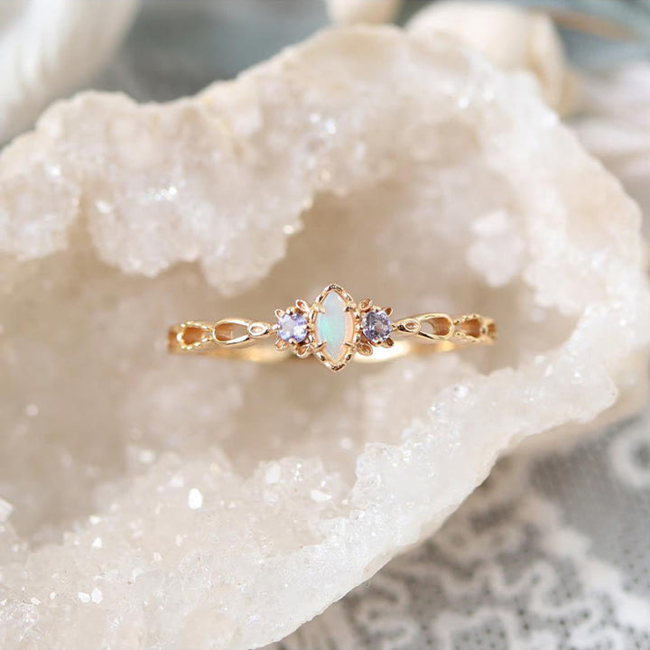 Olivenorma Opal Necklace Ring Earrings Set Gemstone Jewelry Set - Ring - image 1