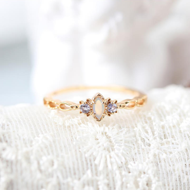 Olivenorma Opal Necklace Ring Earrings Set Gemstone Jewelry Set - image 4