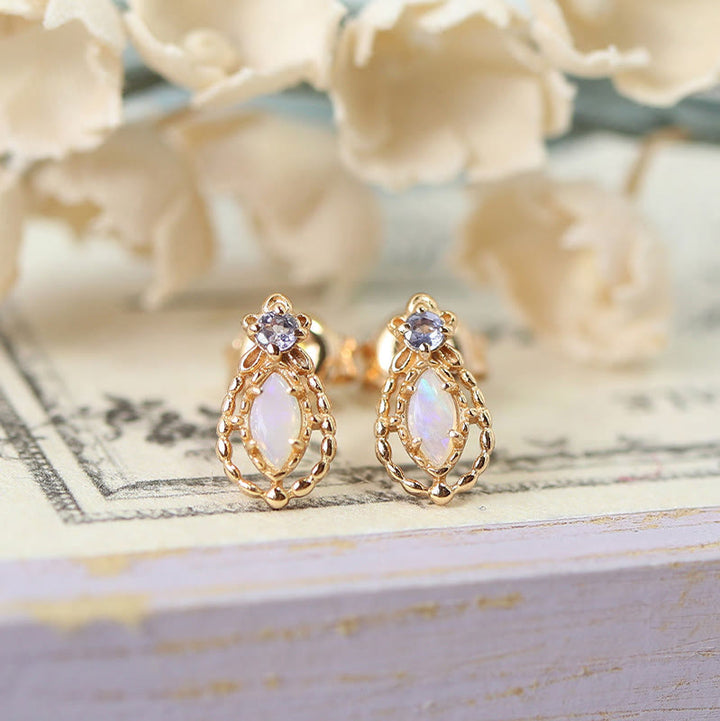 Olivenorma Opal Necklace Ring Earrings Set Gemstone Jewelry Set - Earrings - image 8