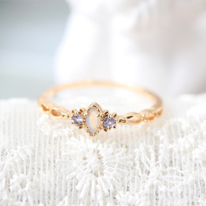 Olivenorma Opal Necklace Ring Earrings Set Gemstone Jewelry Set - image 6