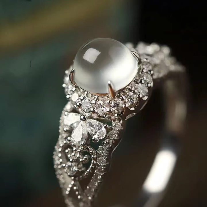 Olivenorma Elegant Gray Moonstone Inlaid Gemstone Solitaire Ring - image 3