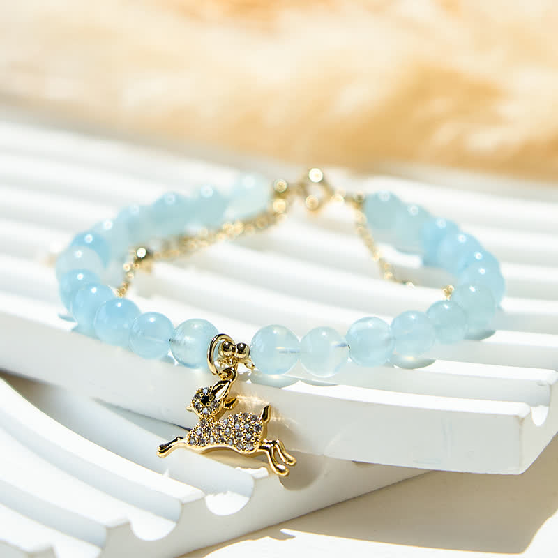 Olivenorma Natural Aquamarine Beads Fawn Pendant Bracelet - image 3