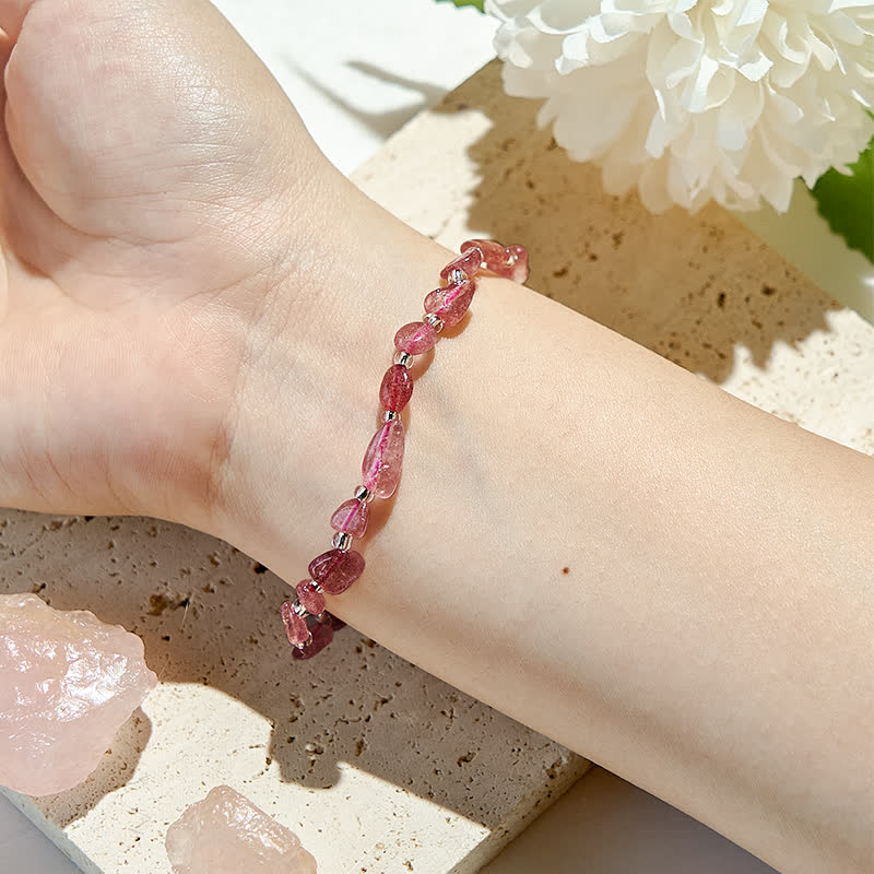 Olivenorma Natural Strawberry Quartz Beaded Bracelet - image 1